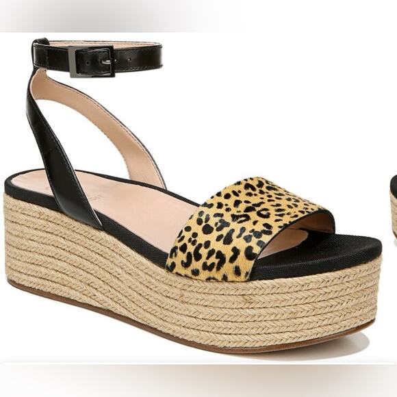 27 Edit Naturalizer Jamari Platform Espadrille Sandals Cow Hair Leopard Print 8 - Picture 1 of 11